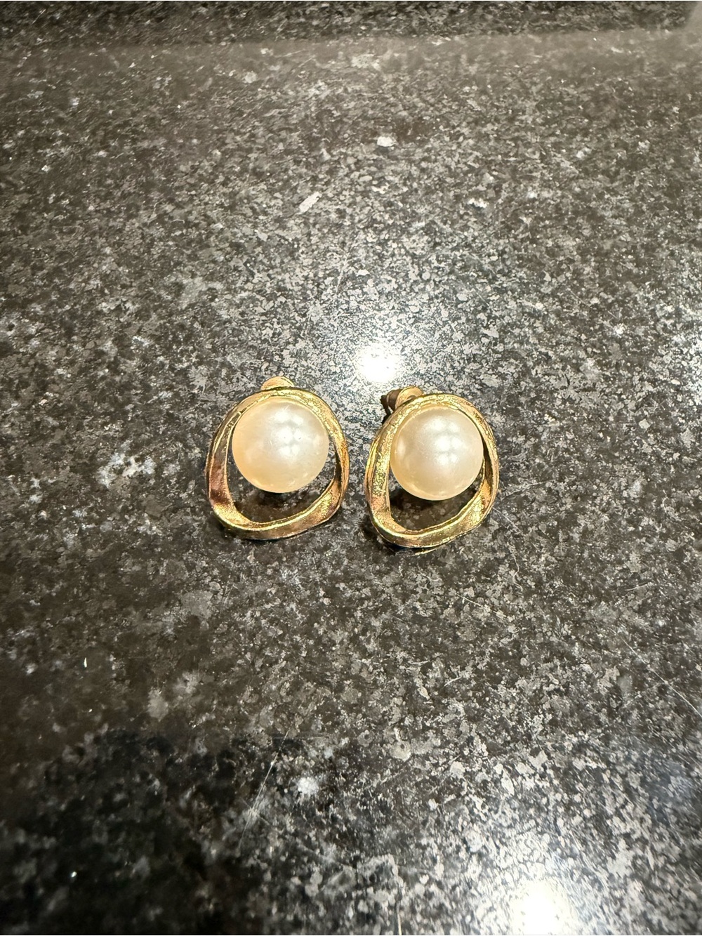 Gold Pearl Button Earrings - Classic Women's Jewelry